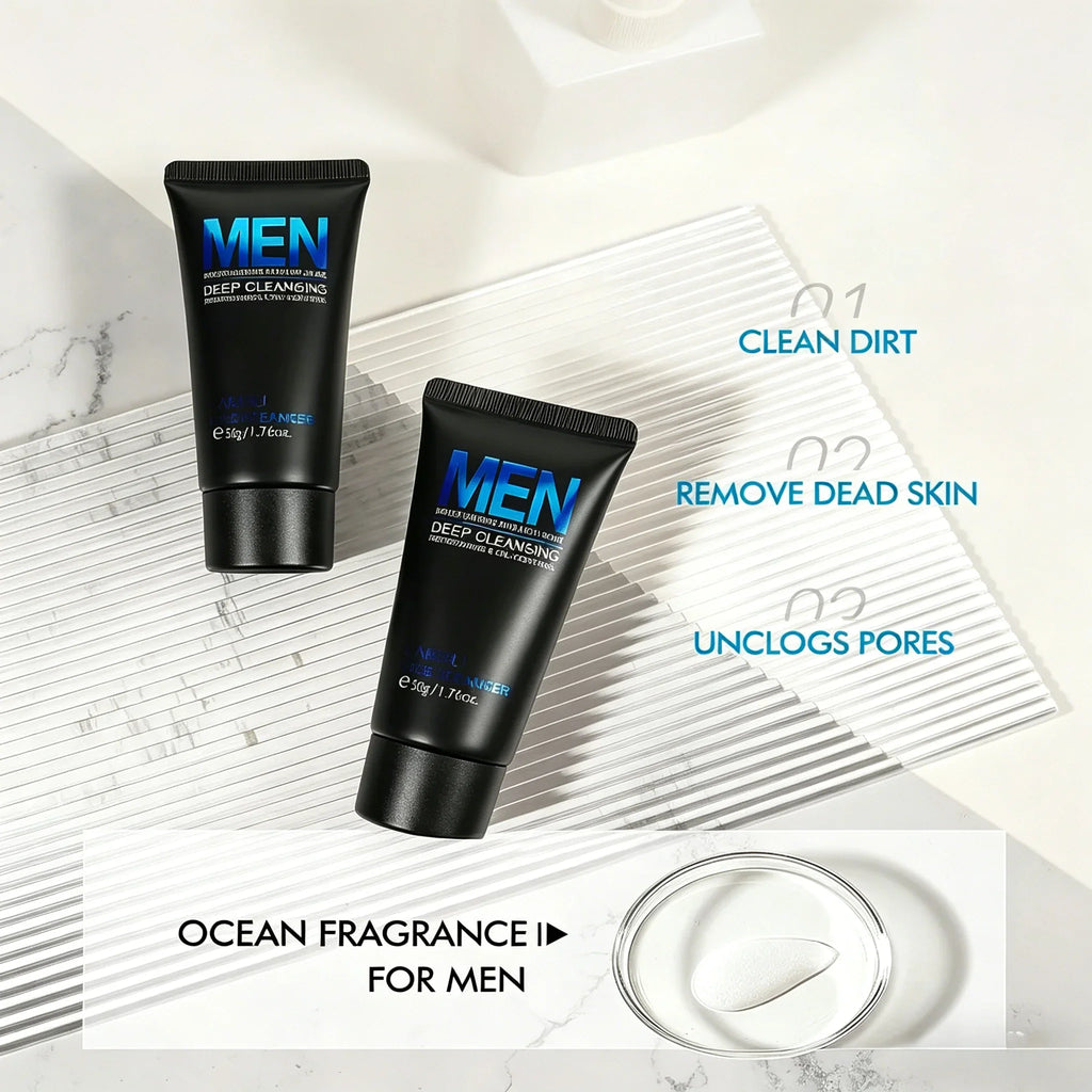 LAIKOU Men Facial Cleanser Face Wash Moisturizing Man Skin Care Oil Control Blackhead Remove Scrub Cosmetics Deep Norishing 50g